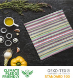 Urban Villa Kitchen Towels Blue Multi Dobby Stripes Premium Quality 100% Cotton Dish Towels Mitered Corners Ultra Soft (Size: 20x30 Inches) Highly Absorbent Bar & Tea Towels (Set of 6)