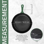 Utopia Kitchen Cast Iron Frying Pan 6.5 Inch, Cast Iron Chefs Pan, Pre Seasoned Skillet, Safe Grill Cookware for Indoor & Outdoor Use, Green