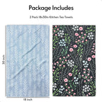 Kitchen Towels, 18" x 30" Dish Towels for Kitchen Drying, Quick Dry Tea Towels, Premium Microfiber Dish Cloths, Midnight Bloom Series, 2-Pack