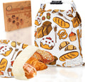 Reusable Beeswax Bread Bag for Homemade Bread & Sourdough Loaf, Fridge-Safe Storage Container with Dual-Zip Freshness Lock & Food Lables Note Dates on, Natural Cotton and Beeswax Lining Keep Fresh