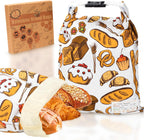 Reusable Beeswax Bread Bag for Homemade Bread & Sourdough Loaf, Fridge-Safe Storage Container with Dual-Zip Freshness Lock & Food Lables Note Dates on, Natural Cotton and Beeswax Lining Keep Fresh