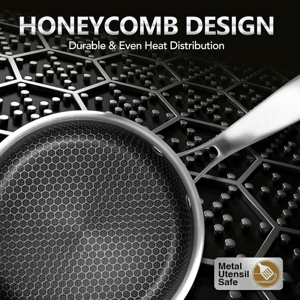 MICHELANGELO Stainless Steel Saucepan Set 1QT & 2QT & 3QT, Premium Triple Ply Sauce Pan with Lid, Sauce Pot with Honeycomb Interior - 6pcs