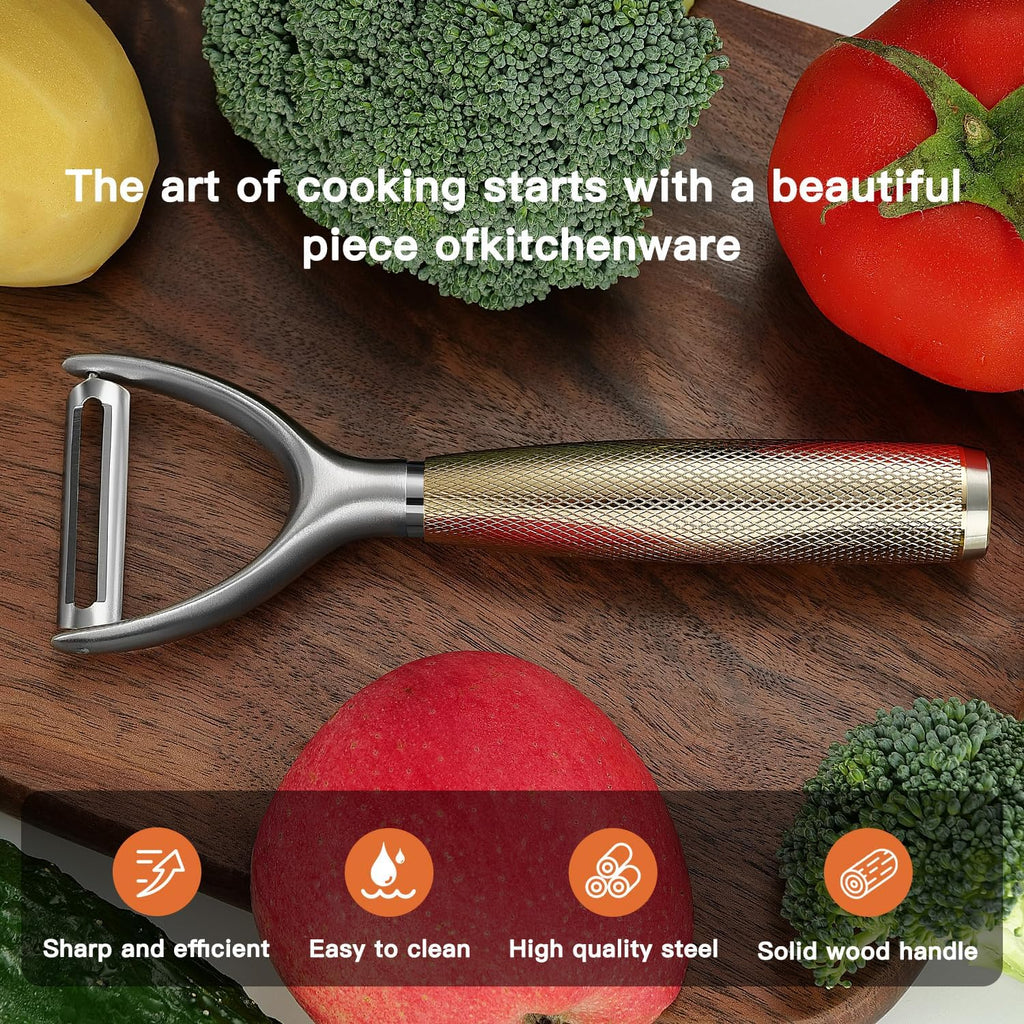 KULUNER Luxury Y-Type Vegetable Peeler – 24K Gold Plated Handle, 304 Stainless Steel Ultra Sharp Blade, Ideal for Potatoes, Apples, and Other Fruits & Vegetables