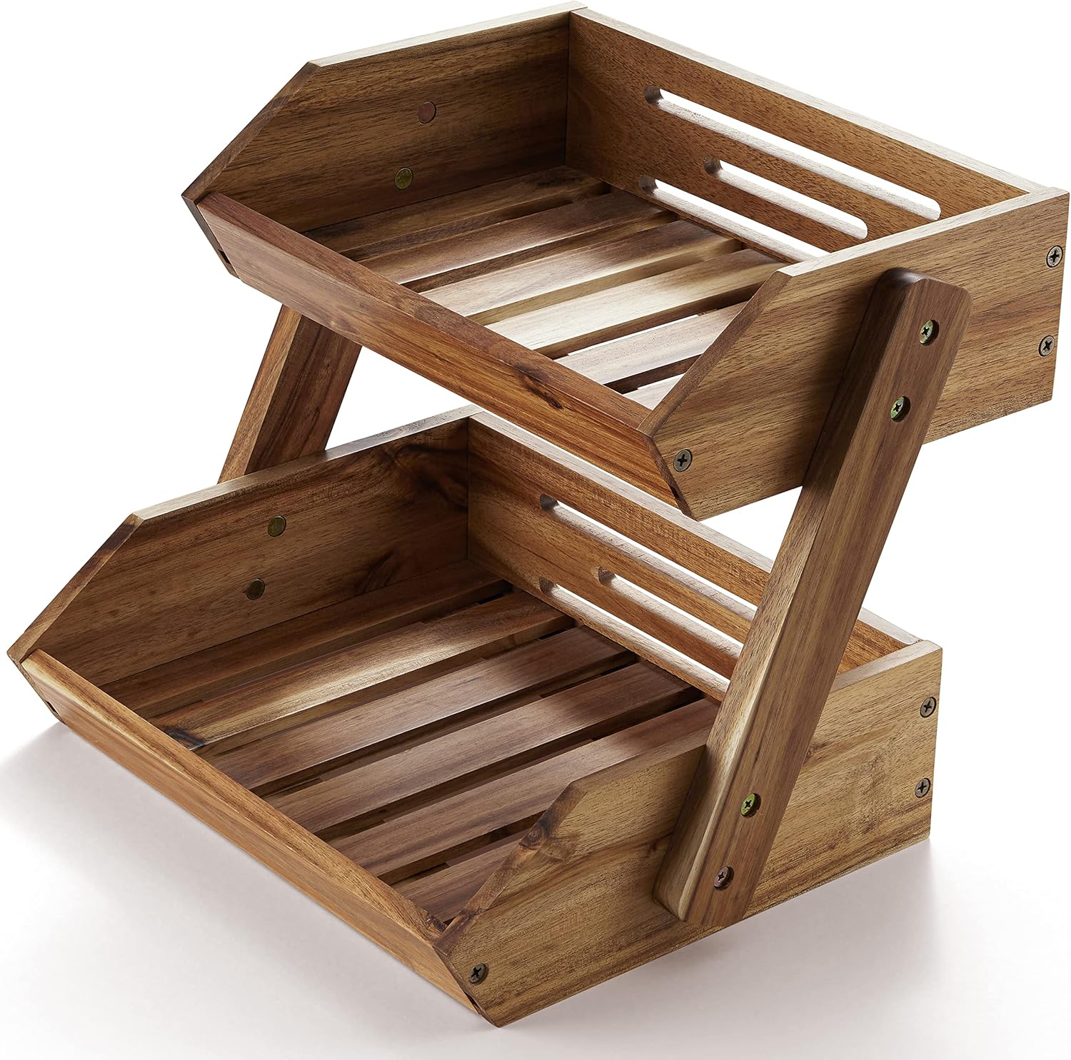 Fruit Basket, Fruit Bowl, 2 Tier Fruit Basket for Kitchen Counter, Produce Stand Storage Holder, Heavy Duty/Multipurpose/Large Capacity for Onion Potato, Vegetables, Spice Jars, Bread Storage