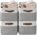 DECOMOMO Storage Baskets for Shelves - Fabric Storage Bins, Linen Closet Organizers and Storage (Grey & White, Large - 4 Pack)