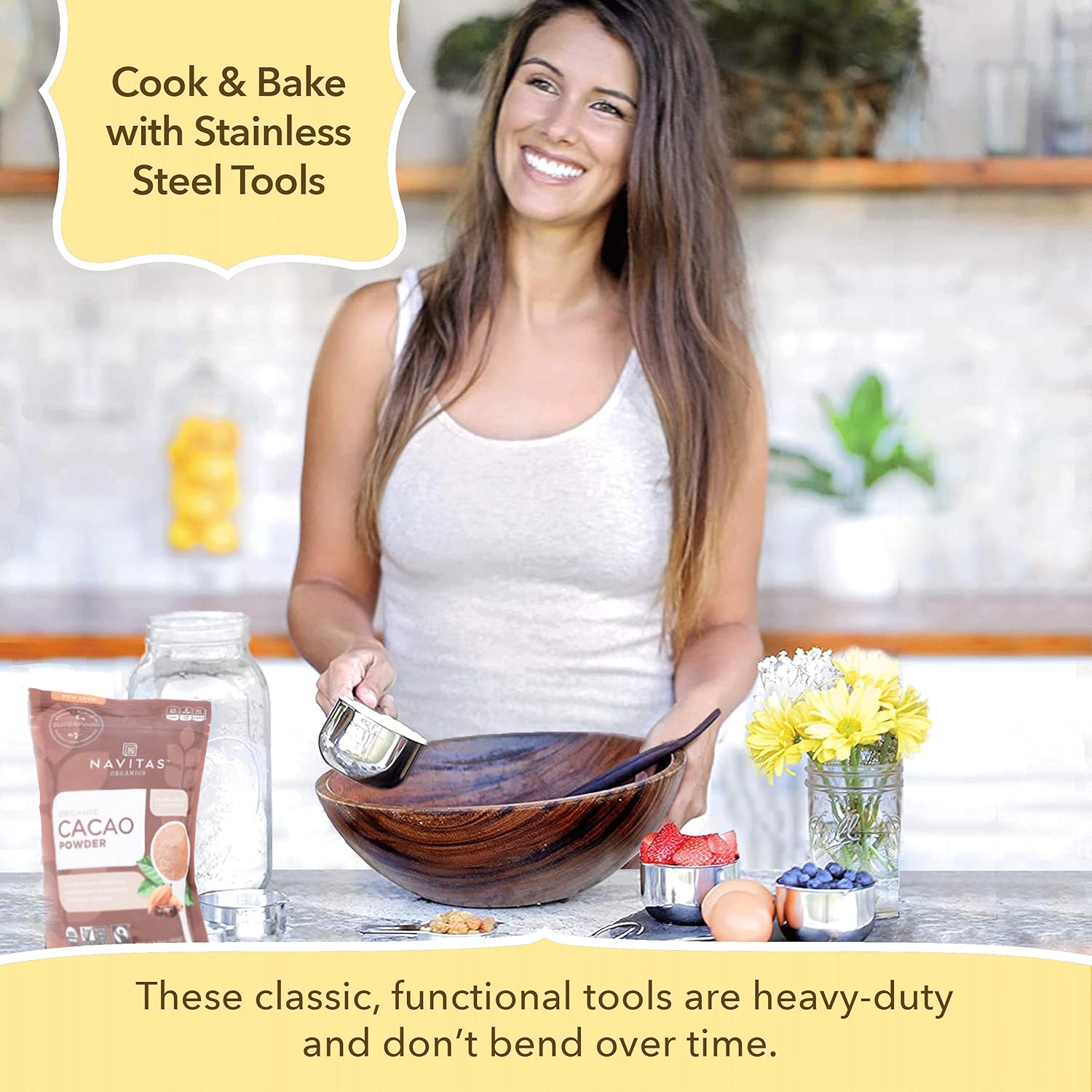 Simply Gourmet Measuring Cups Set of 7, Stackable, 304 Premium Stainless Steel, Kitchen Gadgets for Measure Liquid and Dry Ingredients, Cooking & Baking