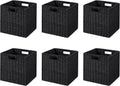 UBBCARE 6 Pack Wicker Basket, 11L×11H×10.5W inch Woven Paper Rope Storage Baskets for shelves, Foldable Cube Storage bin with Handle, Storage Basket for Organizing & Decor, Black
