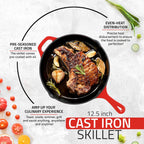 Utopia Kitchen Cast Iron Frying Pan 6.5 Inch, Cast Iron Chefs Pan, Pre Seasoned Skillet, Safe Grill Cookware for Indoor & Outdoor Use, Red