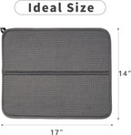 2 Pack Dish Drying Mat for Kitchen Counter, Absorbent, Microfiber Dishes Drainer Mats, Multiple Usage Dish Drying Pad 14 x17 inches