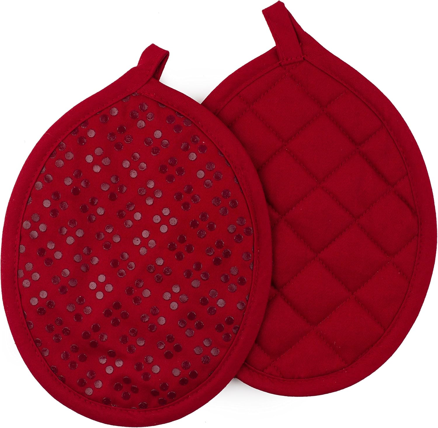 Sticky Toffee 9-Piece Kitchen Set – Red 100% Cotton Terry Dish Towels, Dishcloths, Oven Mitts, and Pot Holders with Non-Slip Silicone, Oeko-Tex Cotton