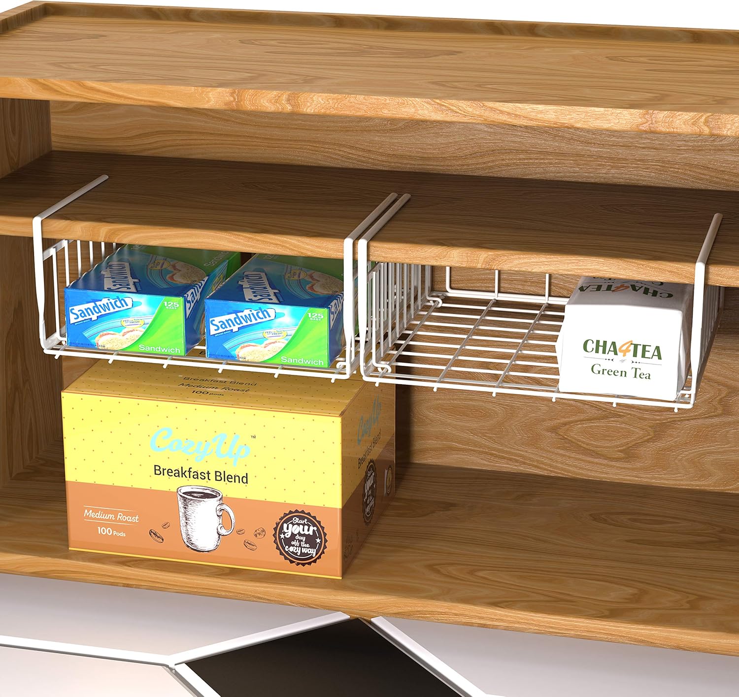 Simple Houseware Under Shelf Basket, White