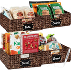 Best Choice Products Set of 4 13x12in Water Hyacinth Pantry Baskets, Woven Organizers w/Chalkboard Label, Chalk Marker - Brown
