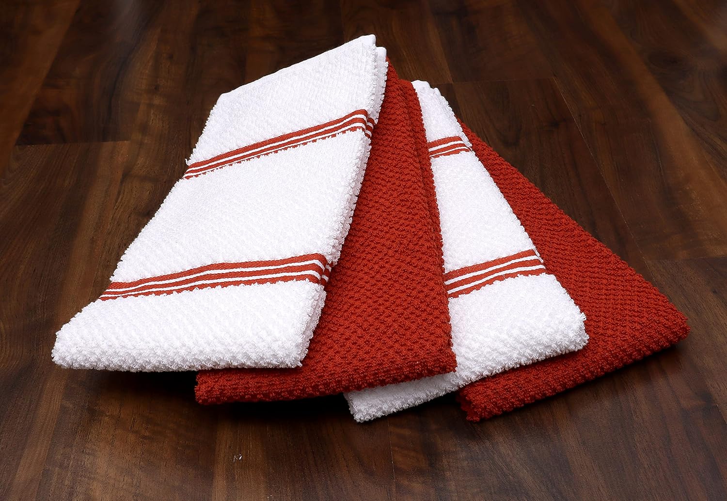 AMOUR INFINI Kitchen Towels Pack of 4 - Absorbent, Quick Drying Premium Cotton Tea Towel - Kitchen Linens 16x28 Inch Dish Towels with Hanging Loop (Rust)