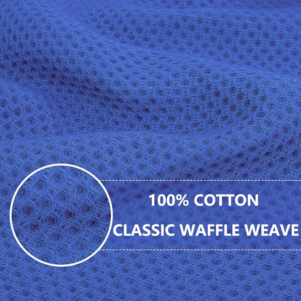 Homaxy 100% Cotton Waffle Weave Kitchen Dish Towels, Ultra Soft Absorbent Quick Drying Cleaning Towel, 13 x 28 Inches, 4-Pack, Blueberry