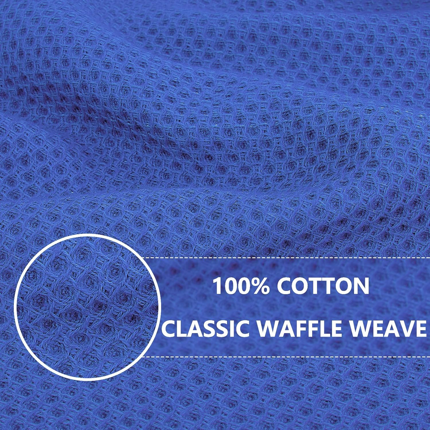 Homaxy 100% Cotton Waffle Weave Kitchen Dish Towels, Ultra Soft Absorbent Quick Drying Cleaning Towel, 13 x 28 Inches, 4-Pack, Blueberry