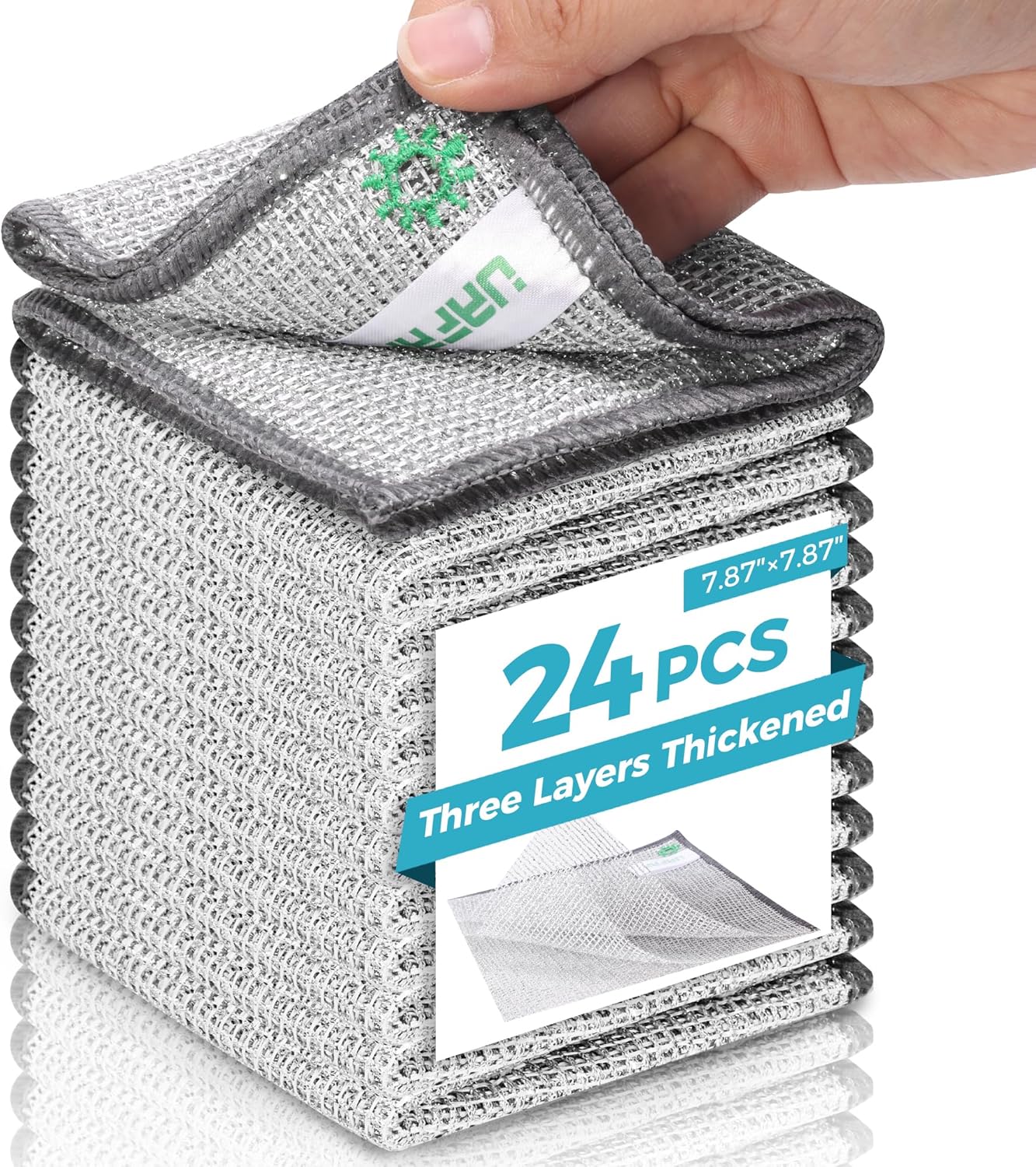 24 PCS Non Scratch Wire Dishcloth, Cleans Fast Without Scratching, Stands Up to Stuck-on Grime, Multi-Surface Safe, Wire Dishwashing Rag Cleaning Power for Everyday Jobs 7.87“ x 7.87”
