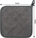 100% Cotton Kitchen Everyday Basic Terry Pot Holder Heat Resistant Coaster Potholder for Cooking and Baking Set of 5 Mineral Gray