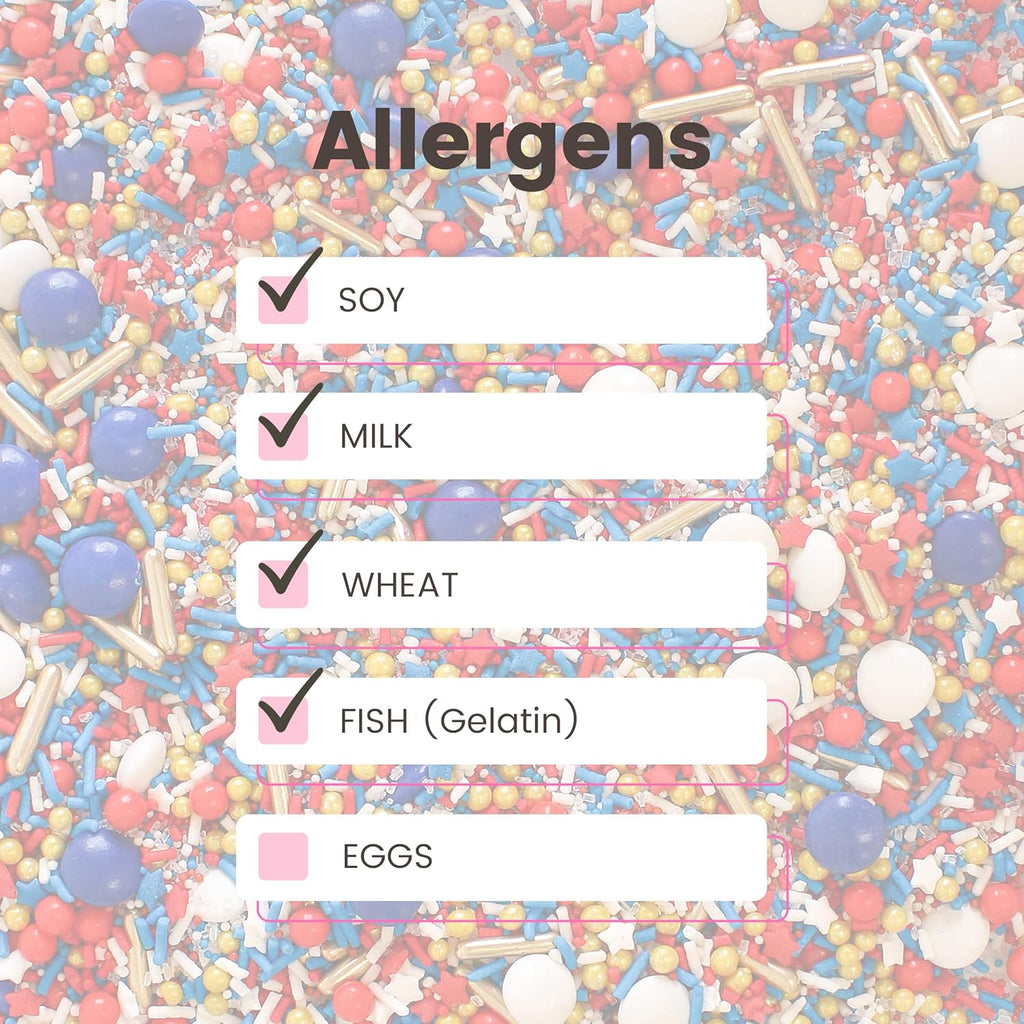 Sprinkle Pop Old Glory Sprinkle Mix| Red White Blue Sprinkles with Gold Metallics| Decorating Patriotic Sprinkles Made in USA for 4th of July Independence Day Cakes Cupcakes Donuts Cookies, 4oz