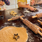 CHRISTMAS FEST 3 Mini Embossed Rolling Pin Set. Wooden Laser Engraved Textured rolling pins for Cookies, Modeline, Ceramic with Skulls, Bats, Halloween by Algis Crafts