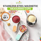 Spring Chef Magnetic Stainless Steel Measuring Cups, Patented, Kitchen Tools with Easy to Read Markings for Measuring Dry or Liquid Ingredients, Set of 7, Desert Sunset