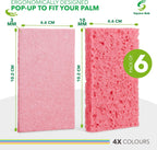 6 PCs Compressed Non-Scratch Kitchen Sponges - Highly Absorbent for Dishes, Countertop, Sink, Car - Biodegradable, Quick Drying Cellulose Sponges - Assorted Colors