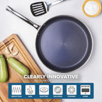 Viking 3-Ply Non Stick Frying Pan, 12 Inch Hybrid Plus Stainless Steel Kitchen Cookware, Silver