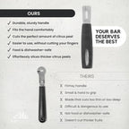 A Bar Above Black Handle Stainless Steel Channel Knife, Chef-Grade Citrus Garnish Tool, Zester and Fruit Peeler for Cocktails, Culinary Presentation, and Kitchen Use