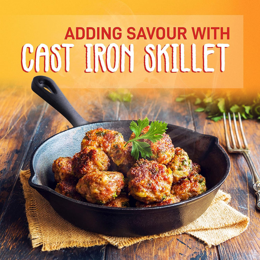 NutriChef 3pc Cast Iron Skillet Set - Nonstick Pans with Drip Spout, Silicone Handles, For All Cooktops