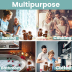 Home Intuition Ceramic Kitchen Canisters Set of 4 with Wooden Spoon Set – Airtight Containers, Metal Latches for Utmost Freshness – Sugar, Coffee, Flour, Tea & More | Rust