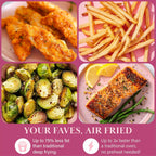 Paris Hilton Air Fryer, Large 6-Quart Capacity, Nonstick Made without PFAS, Touchscreen Display, 8-in-1 (Air Fry, Roast, Broil, Bake, Reheat, Keep Warm, Pizza, Dehydrate), Dishwasher Safe, Pink
