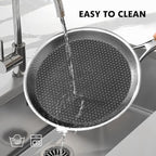 Crepe Pan,12 in Nonstick Crepe Pan, Stainless Steel Flat Skillet,Non Stick Dosa Tawa Comales Para Tortillas Pancake Pan,Dishwasher and Oven Safe Cookware,Induction Compatible, PFOA Free