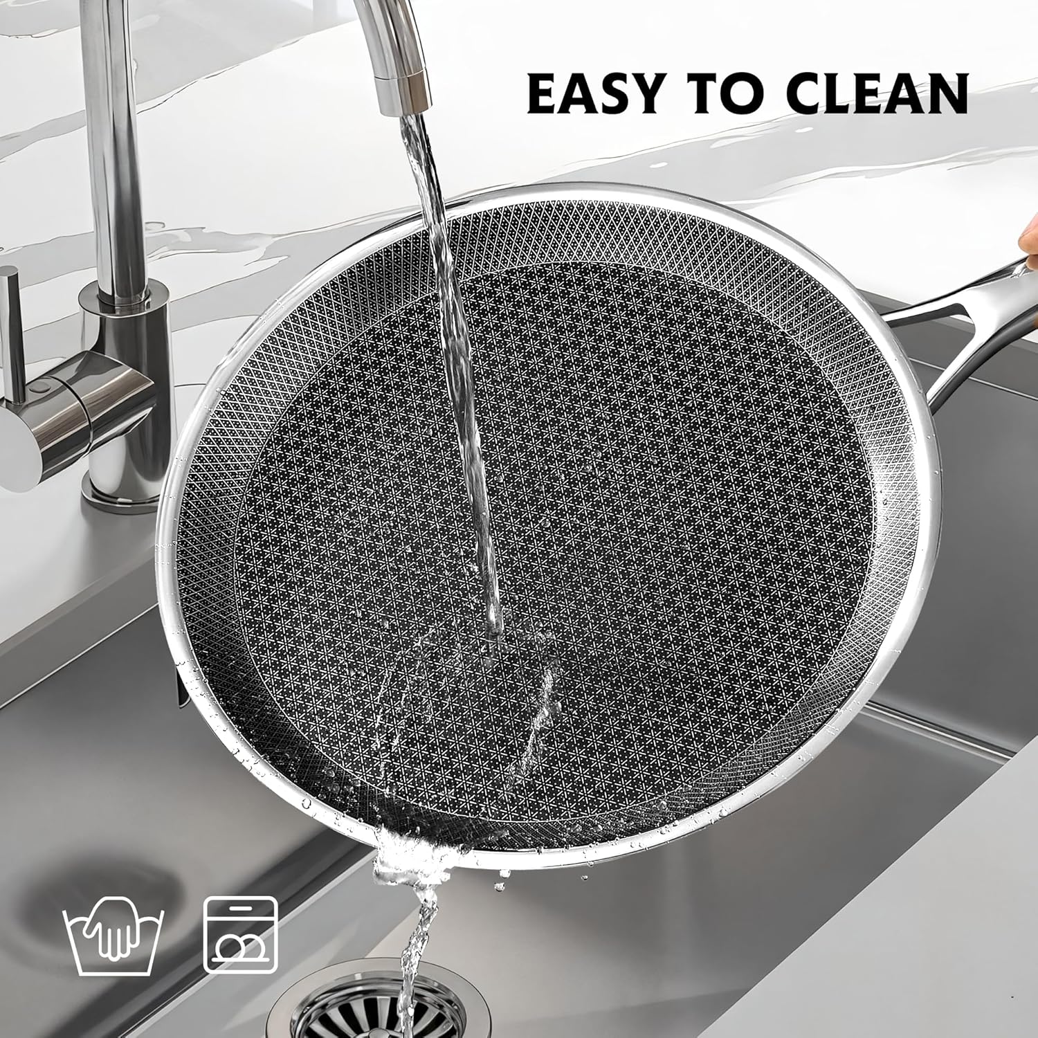 Crepe Pan,12 in Nonstick Crepe Pan, Stainless Steel Flat Skillet,Non Stick Dosa Tawa Comales Para Tortillas Pancake Pan,Dishwasher and Oven Safe Cookware,Induction Compatible, PFOA Free