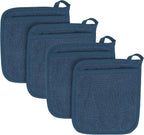RITZ Terry Pocket Mitt & Hot Pad: Unparalleled Heat Resistant, Durable 100% Cotton,Ergonomically Designed for Optimal Grip, Easy-Care Machine Washable 4-Pack, Midnight