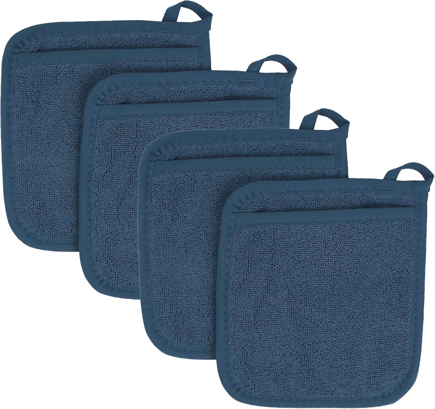 RITZ Terry Pocket Mitt & Hot Pad: Unparalleled Heat Resistant, Durable 100% Cotton,Ergonomically Designed for Optimal Grip, Easy-Care Machine Washable 4-Pack, Midnight