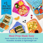 Bentgo Easyboxes - Original Stackable Lunch Boxes - Reusable 3-Compartment Food Containers for Kids and Adults - Bento Lunch Box for Meal Prep, School, & Work - BPA Free, Set of 10 (Jewel Brights)
