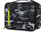 PackIt Freezable Classic Lunch Box, Dino Camo Charcoal, Built with EcoFreeze Technology, Collapsible, Reusable, Zip Closure With Zip Front Pocket and Buckle Handle, Designed for Lunches