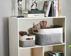 DECOMOMO Storage Baskets for Shelves - Fabric Storage Bins, Linen Closet Organizers and Storage (Grey & White, Large - 1 Pack)