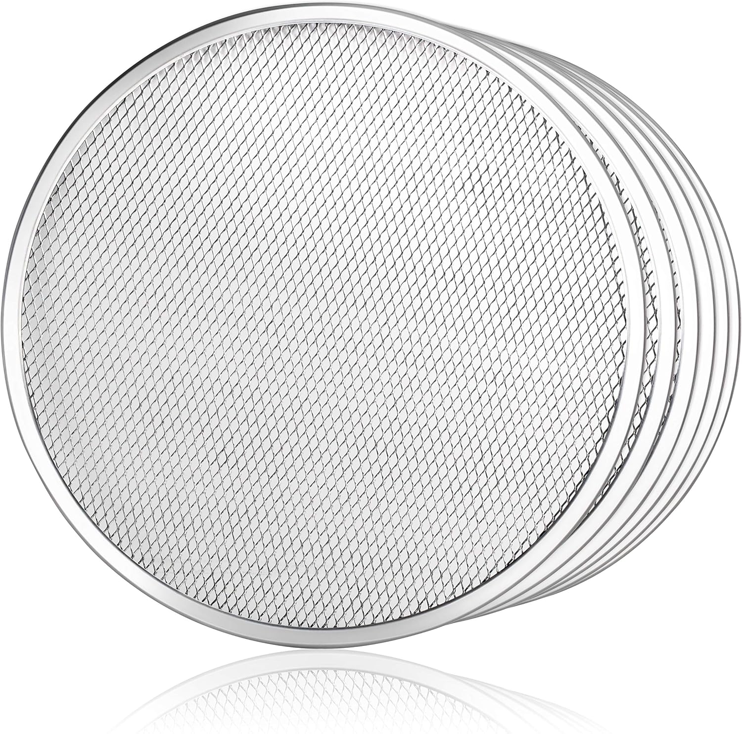 New Star Foodservice 50981 Restaurant-Grade Aluminum Pizza Baking Screen, Seamless, 18-Inch, Pack of 6