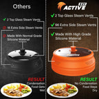 Collapsible Microwave Cover for Food - Silicone and Glass Splatter Guard Lid for 6-12 inch Plates & Bowls, Dishwasher Safe, Heat Resistant, BPA-Free, Orange