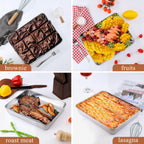 LIANYU Rectangle Baking Pan Set of 3, 12⅓ x 9¾ x 2 Inch Cake Lasagna Pan, Stainless Steel Toaster Oven Bakeware for Casseroles Brownies, Oven & Dishwasher Safe