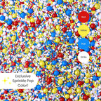 Sprinkle Pop Crash! Boom! Pow! Sprinkle Mix| Red Yellow Blue White Sprinkles| Superhero Cartoon Comic Book Themed Birthday Sprinkles Made in USA for Decorating Cupcakes Cakes Cookies Ice Cream, 2oz