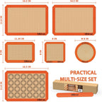 Silicone Baking Mats - Best German Silicone, Non Slip Baking Sheet, Non Stick Reusable Silicone Mats For Baking, Food Grade Oven Liner, Counter Mat, Set of 6