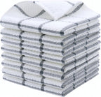 Cotton Grid Dish Cloths, Terry Cleaning Rags, 12 x 12 Inches, Light and Soft, Quick Drying Dish Rags, 8pc/Set (Grey)