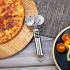 Pizza Cutter Set Stainless Steel Kitchen Gadget Set (6 PCS Set) - Includes Pizza Cutter Wheel, Chocolate & Cheese Grater, Serrated Pie & Cake Server, Garlic Press, Free Brush and Bonus Oven Mitt