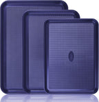 Baker's Secret Baking Sheets Non Stick, 3x Cookie Sheets for Oven, Diamond Texture Premium Air Flow, Set of 3 Baking Trays, Extra Thick 0.6mm with Diamond Base PFOA, PFOS, PTFE and PFAS free Bakeware