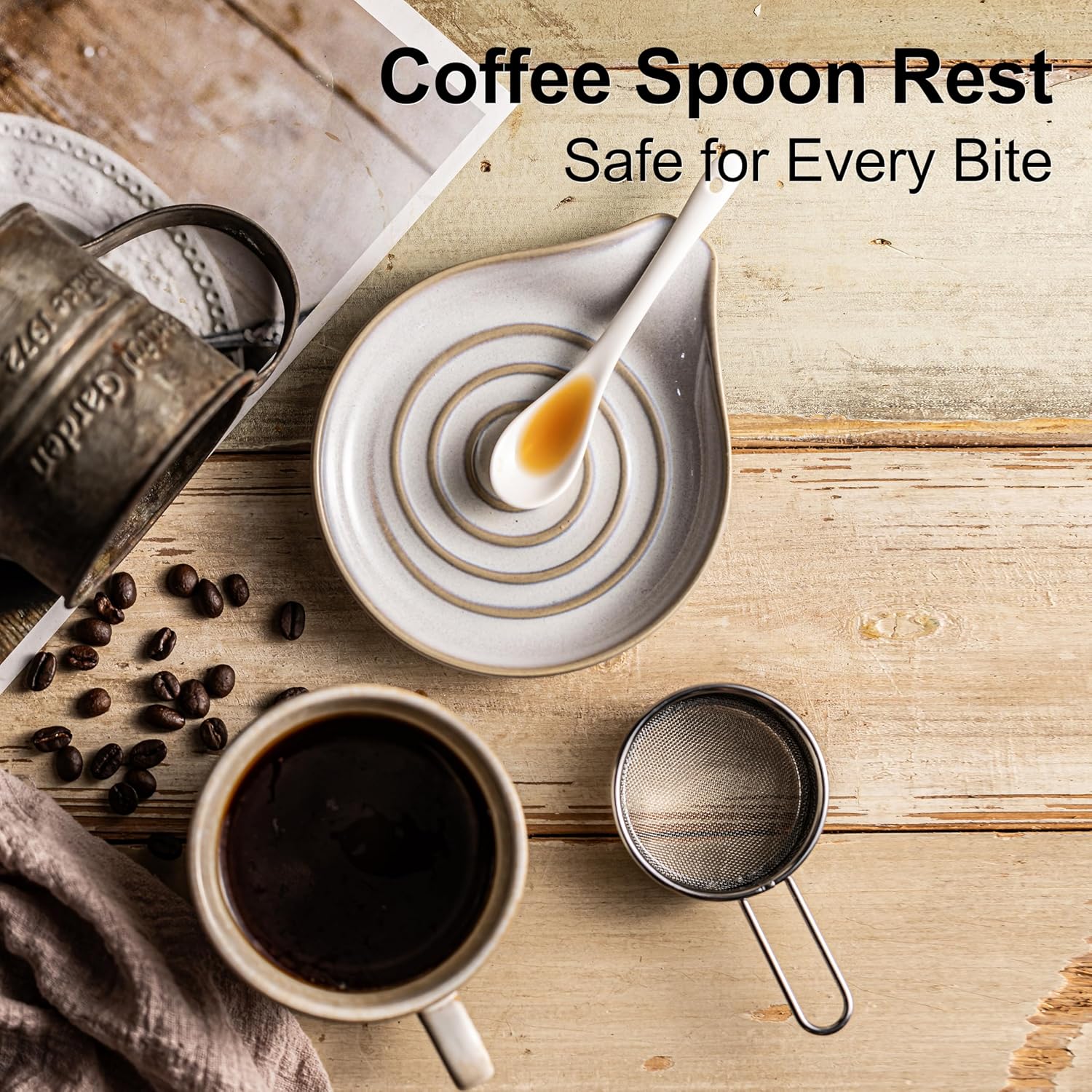Ceramic Spoon Rest for Stove Top, Large Spoon Holder for Kitchen Counter, Heat-Resistant & Easy to Clean, Non-Stick Spatula Holder for Cooking, Coffee Spoon, Kitchen Decor, White