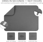 Bellemain XXL Dish Mat 24" x 17" ( LARGEST MAT ) Microfiber Dish Drying Mat , Super absorbent ( Gray )