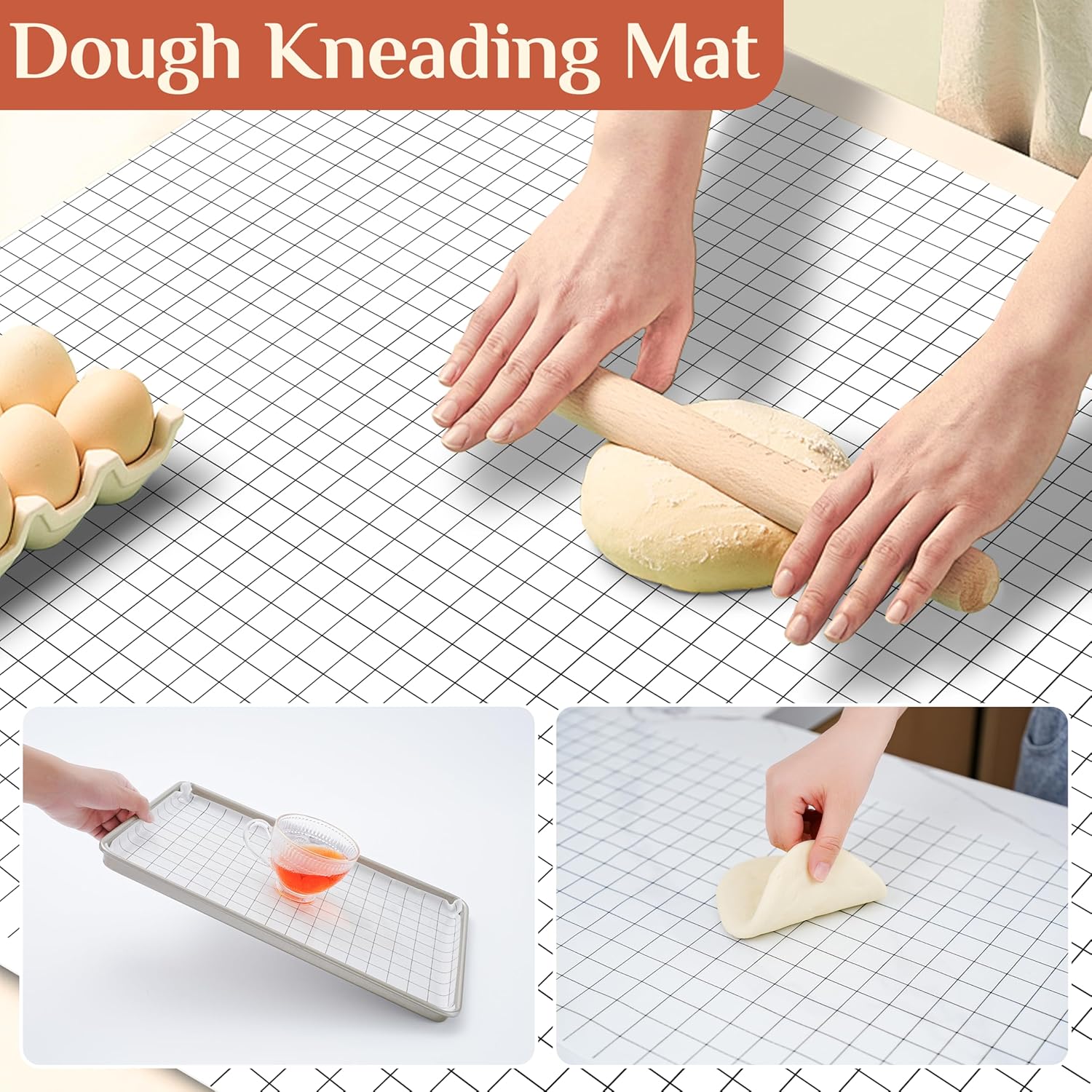 Silicone Baking Mat, 16 IN x 6 FT Free Cutting Baking Sheet,Non-Stick Reusable Dough & Pastry Mat,Non-Slip Silicone Mat Roll for Air Fryer Liner,Freeze Dryer,Oven Baking Pan,Kitchen Counter