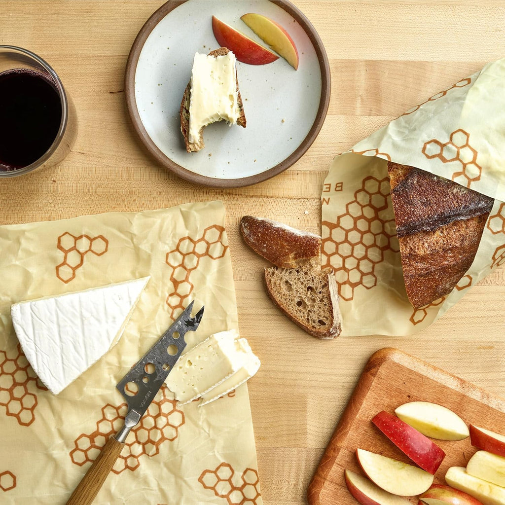 Bee's Wrap Beeswax Wraps for Food - Honeycomb Bread Wrap - Made in USA Reusable Bread Storage Bags - Organic & Eco-Friendly Alternative to Aluminum Foil, Sourdough Bags & Plastic Wrap