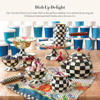 MACKENZIE-CHILDS Enamel Ice Cream Bowl, Serving Bowls for Entertaining, 2-Cup Capacity, Black-and-White Courtly Check